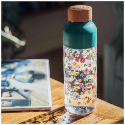 Bottiglia D'acqua Riutilizzabile Ice 720ml Con Tappo In Legno E Motivo Floreale, Verde - Foto 2