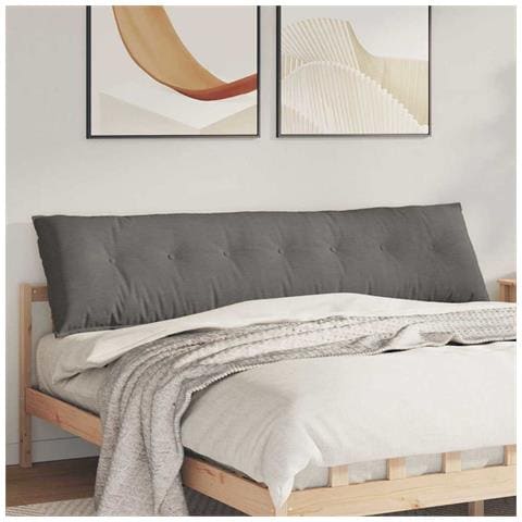 Cuscino per Schiena Grigio chiaro 200 x 50 cm Tessuto in Cords - Foto 2