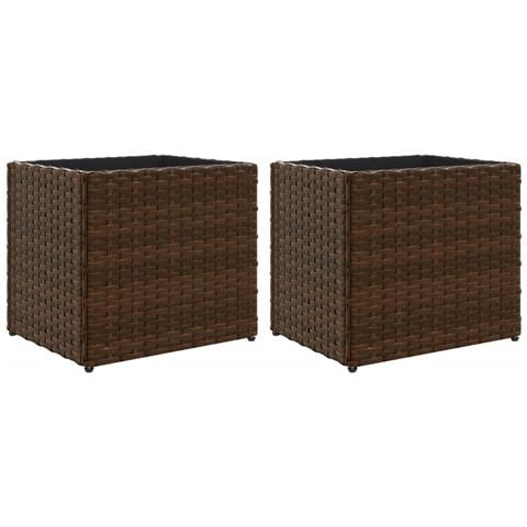 Fioriere da Giardino 2 pz Marrone 36x30x32 cm in Polyrattan - Foto 1