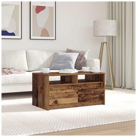 Tavolino da salotto con cassetto Legno vecchio 90 x 50 x 45 cm - Foto 2