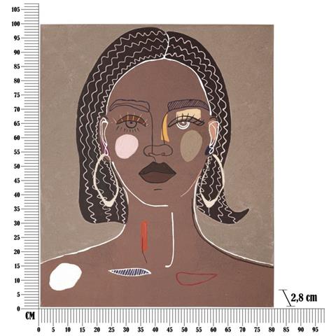 Dipinto Su Tela Tribal B Ritratto Di Donna Africana Di Fronte Su Fondo Tortora 80x100 Cm - Foto 6