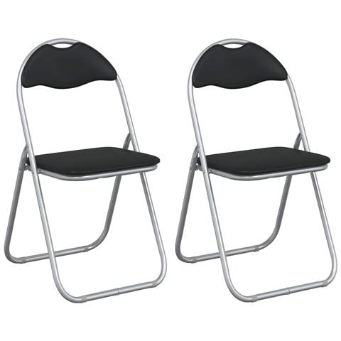 Sedia pieghevole 2 pcs Nero e Grigio 48 x 43,5 x 81 cm - Foto 1