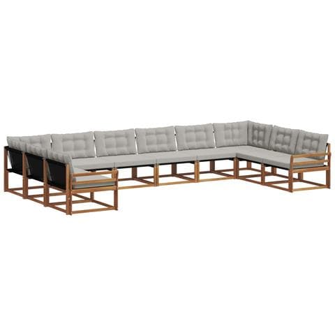Set di divani da esterno 10 pcs Grigio Naturale e Chiaro - Foto 1