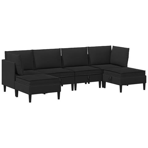 Set di mobili per il soggiorno 6 pcs Nero Tessuto - Foto 1