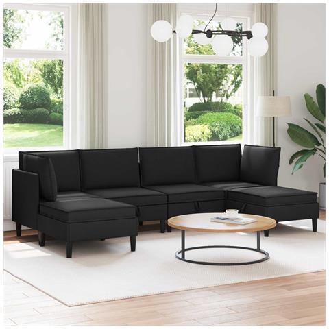 Set di mobili per il soggiorno 6 pcs Nero Tessuto - Foto 2
