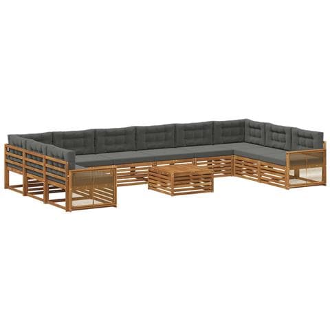 Set divani con cuscino 11 pcs Legno di Acacia Massello - Foto 1