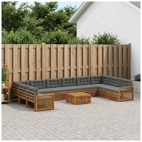 Set divani con cuscino 11 pcs Legno di Acacia Massello - Foto 2