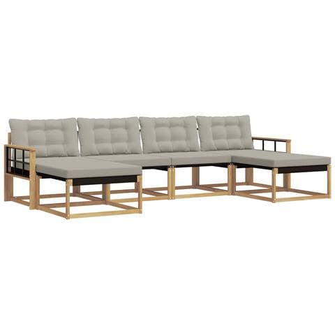 Set di divani da esterno 6 pcs Bianco e Grigio Chiaro - Foto 1