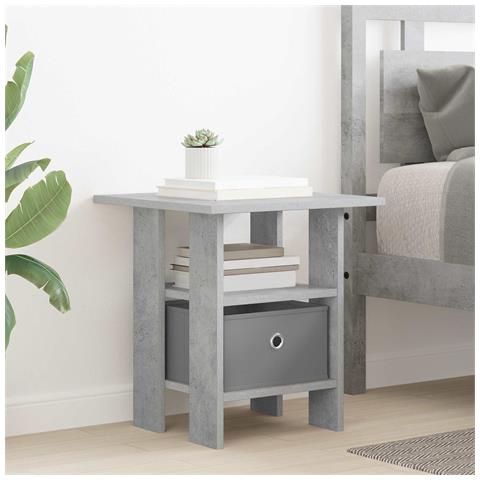 Comodino Grigio cemento 41 x 40 x 45 cm Legno multistrato - Foto 2