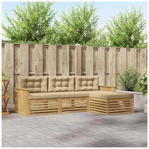 Set di divani da esterno 4 pcs Bianco e Beige - Foto 2