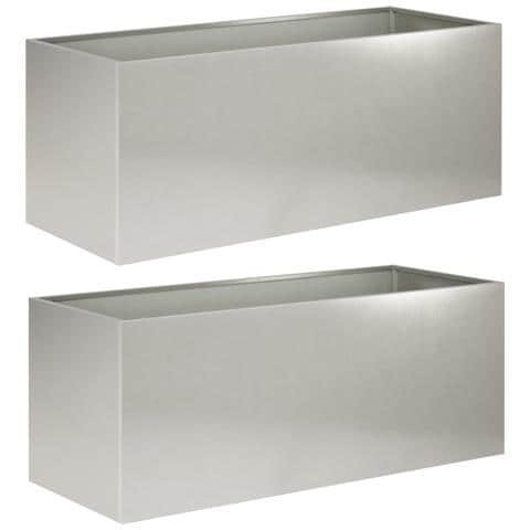 Vaso da giardino 2 pz Argento 80 x 40 x 40 cm Acciaio Inox - Foto 1
