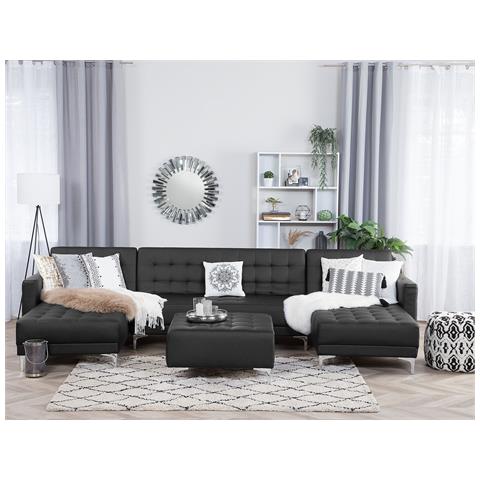 Divano A U Aberdeen Nero Pelle Sintetica Reversibile - Foto 11