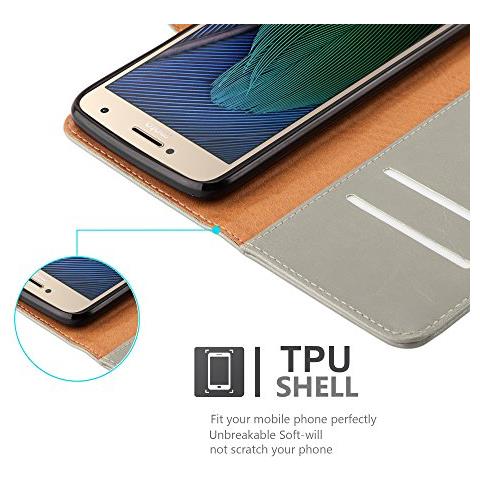 Cadorabo Custodia Compatibile Con Motorola Moto G5 Plus In Marrone Cappuccino - Coperchio Protettiva Con Chiusura Magnetica, Funzione Stand E Tasca Per Le Carte - Foto 2