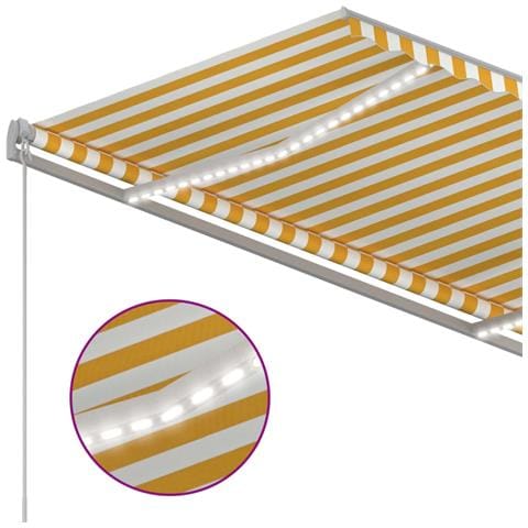 Tenda da Sole Manuale con LED 300x250 cm Gialla e Bianca - Foto 2