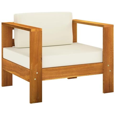 Set Divani Giardino 7 pz Cuscini Bianco Crema in Legno d'Acacia - Foto 10