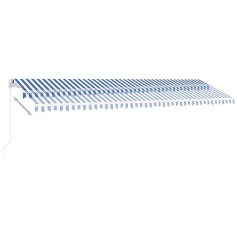 Tenda da Sole Retrattile Manuale con LED 600x350 cm Blu Bianco - Foto 2