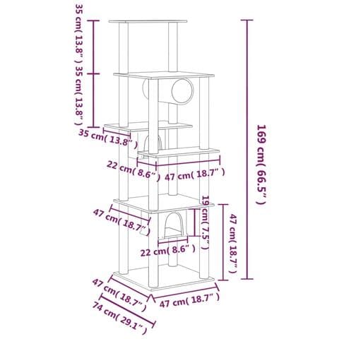 Albero Per Gatti Con Tiragraffi In Sisal Grigio Chiaro 169 Cm - Foto 6