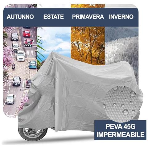 Telo Coprimoto Antipioggia Per Esterno E Interni, Tessuto Peva 45g, Per Moto Motorino Motocicletta Scooter Bici, Dimensioni 140 X 240 Cm - Tg Xl - Foto 2