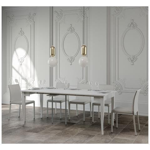 Consolle Allungabile 90x40/308 Cm Sciabola - Bianco Frassino - Foto 2