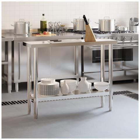 Tavolo Da Lavoro Da Cucina 110x30x85 Cm In Acciaio Inossidabile - Foto 3