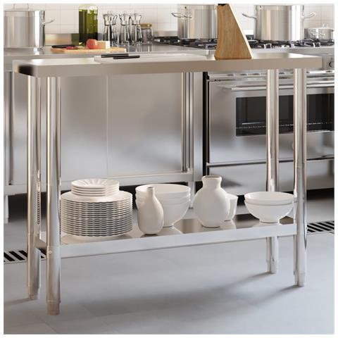 Tavolo Da Lavoro Da Cucina 110x30x85 Cm In Acciaio Inossidabile - Foto 1