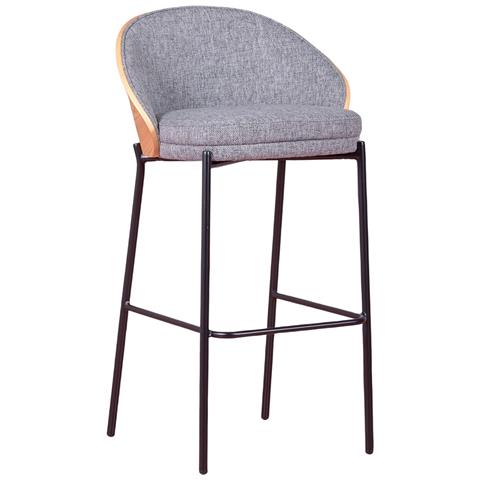 Sgabello Nordico In Legno Di Frassino E Rivestimento In Cotone - Earth - Foto 1