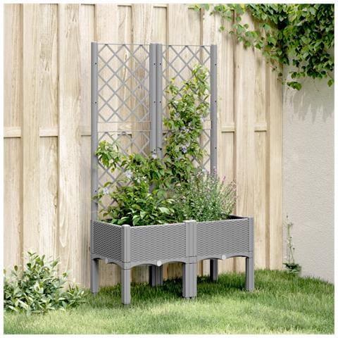 Fioriera Da Giardino Con Graticcio Grigio Chiaro 80x40x142cm Pp - Foto 1