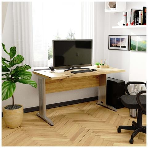 Scrivania per computer BM135, 135x60x76 cm, Colore Quercia Artisan - Foto 4