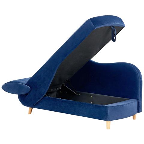 Chaise Longue Versione Sinistra Meri Velluto Blu Marino Con Contenitore - Foto 2