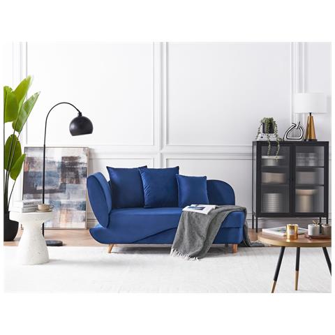 Chaise Longue Versione Sinistra Meri Velluto Blu Marino Con Contenitore - Foto 7