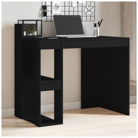 Scrivania Ufficio Nera 103,5x56,5x94 Cm In Legno Multistrato - Foto 1