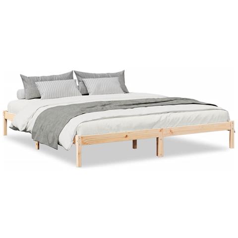 Letto Extra Lungo Senza Materasso 180x220 Cm In Legno Di Pino - Foto 2