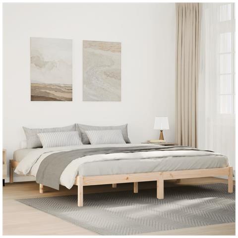 Letto Extra Lungo Senza Materasso 180x220 Cm In Legno Di Pino - Foto 1
