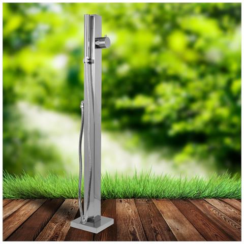 Fontana Da Giardino A Colonna Esterno Salice Acciaio Inox Con Miscelatore 100 Cm - Foto 2