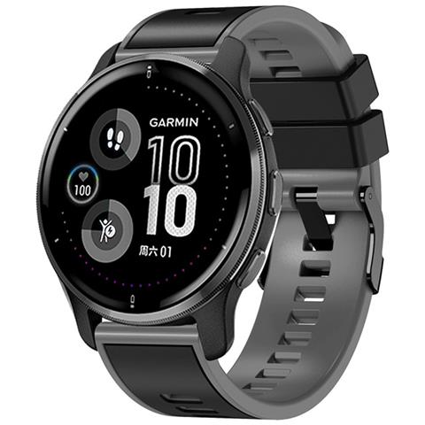 Cinturino In Silicone Per Garmin Venu2/2s /sp / 2plus, Samsung, Huawei, Amazfit Black+grey - Foto 1