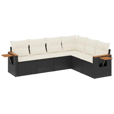 Set Divano Da Giardino 6 Pz Con Cuscini Nero In Polyrattan - Foto 2