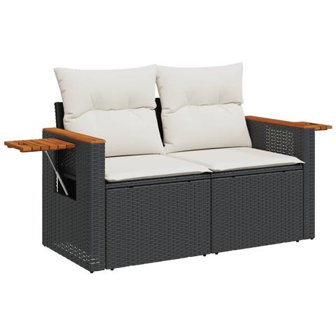 Set Divano Da Giardino 6 Pz Con Cuscini Nero In Polyrattan - Foto 3