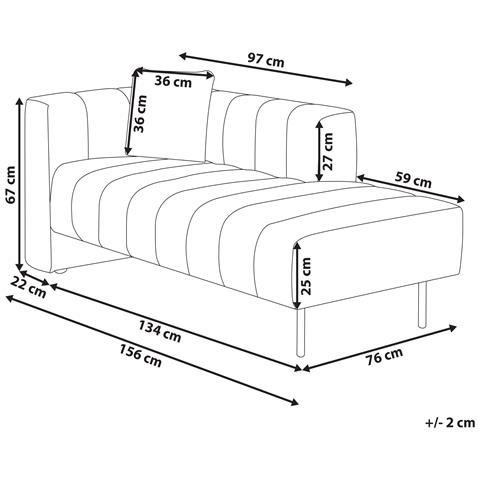 Chaise Longue Versione Sinistra Lannils Tessuto Marrone Chiaro - Foto 8