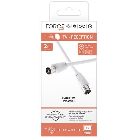 Cavo Tv Coassiale 9,52 Mm Senza Interferenze Maschio/femmina 2 M, Bianco - Foto 4