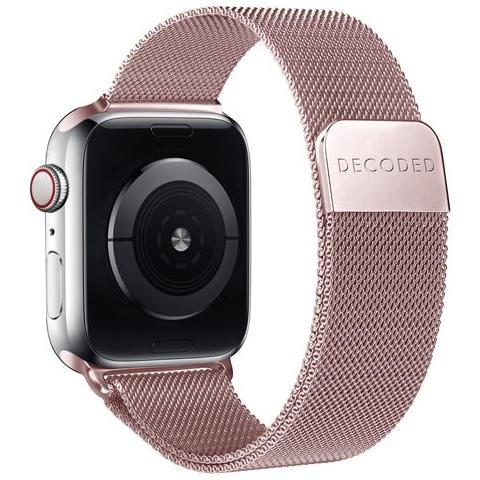 Bracciale Per Apple Watch 44 / 45 / 46 / 49 Mm In Maglia Milanese Traction, Rosa - Foto 1