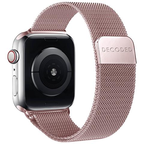 Bracciale Per Apple Watch 44 / 45 / 46 / 49 Mm In Maglia Milanese Traction, Rosa - Foto 4