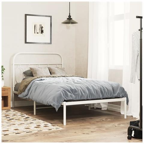 Giroletto Con Testiera Metallo Bianco 107x203 Cm - Foto 1
