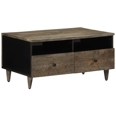 Tavolino Grigio Chiaro 80x54x40 Cm In Legno Massello Di Mango - Foto 1