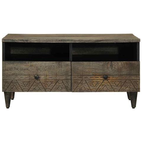 Tavolino Grigio Chiaro 80x54x40 Cm In Legno Massello Di Mango - Foto 2