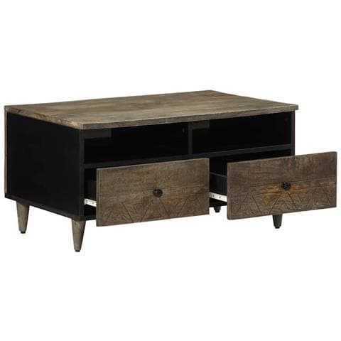 Tavolino Grigio Chiaro 80x54x40 Cm In Legno Massello Di Mango - Foto 3