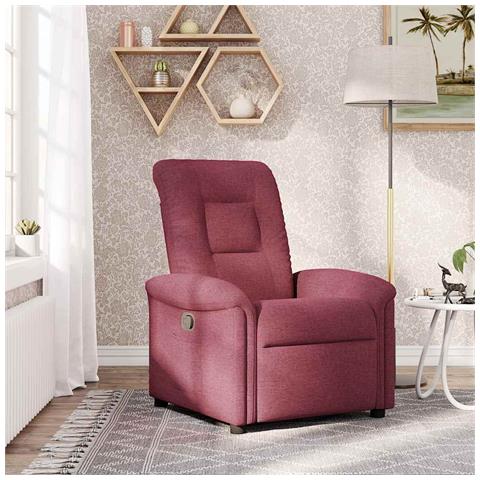 Poltrona Reclinabile In Tessuto Rosso Vino - Foto 1