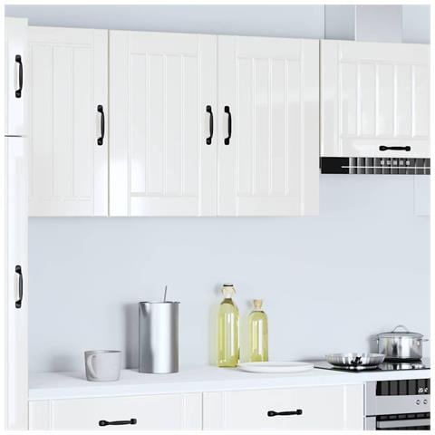 Pensile Da Cucina Lucca Bianco Lucido In Legno Multistrato - Foto 3