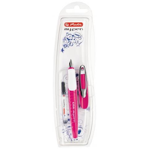 Herlitz My.pen Penna Stilografica Sistema Di Riempimento Della Cartuccia Rosa, Bianco 1 Pz - Foto 1