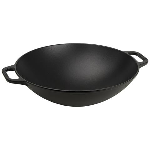 30926 Wok In Ghisa Smaltata Induzione Da 35,5 Cm Per, Fuoco, Barbecue, Forno Nero - Foto 1