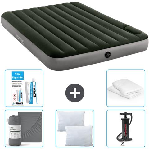 Set Materassino Gonfiabile - 203x152x25 Cm - Verde - Include Accessori Coordinati Cb9 - Foto 1